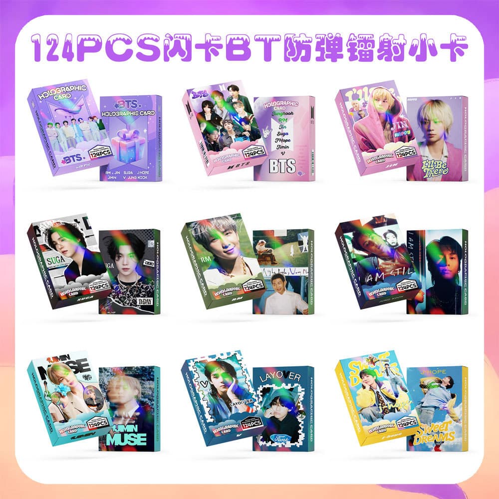 KPOP 124 Pçs/Caixa BTS Photocards Bangtan Boys Holográfico LOMO Cartão Coleção Laser