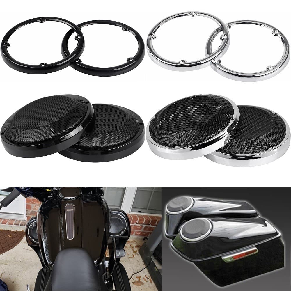 Motocicleta 6.5 " Capa Dura Alforje Chifre Anel Inferior Ventilado Carenagem Caixa De Alto-Falante Som Pod Grill Para Ha
