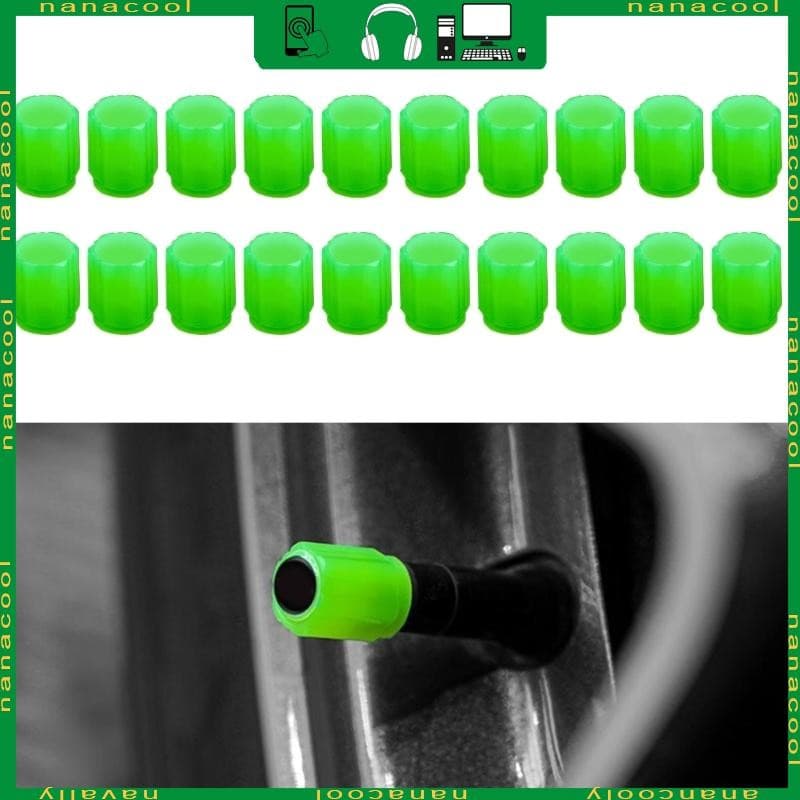 nana 20 Unidades Tampas Válvulas Pneu Carro Verdes Luminosas À Prova D Válvula Poeira