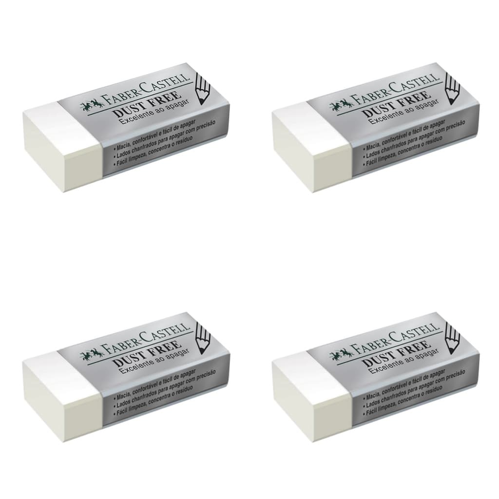 Kit 4 Borracha técnica PEQUENA Dust Free Branca Faber Castell