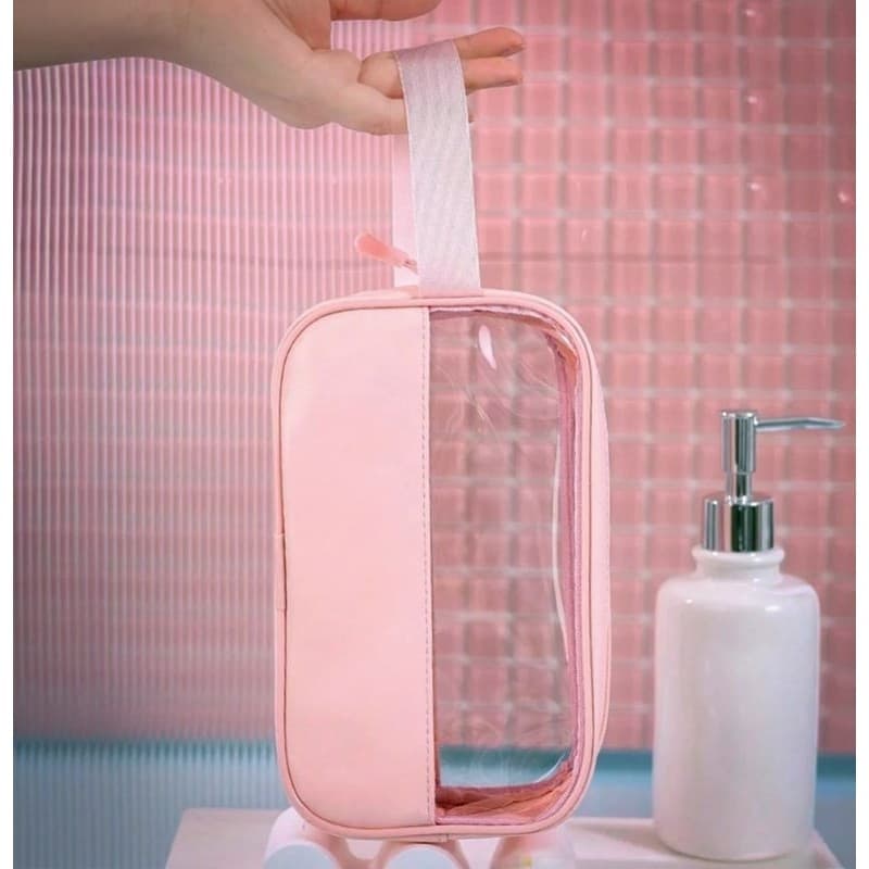 Bolsa Necessaire Portátil Pequena Transparente de Viagem para Cosméticos/Maquiagem e Higiene Compacta Leve Impermeável