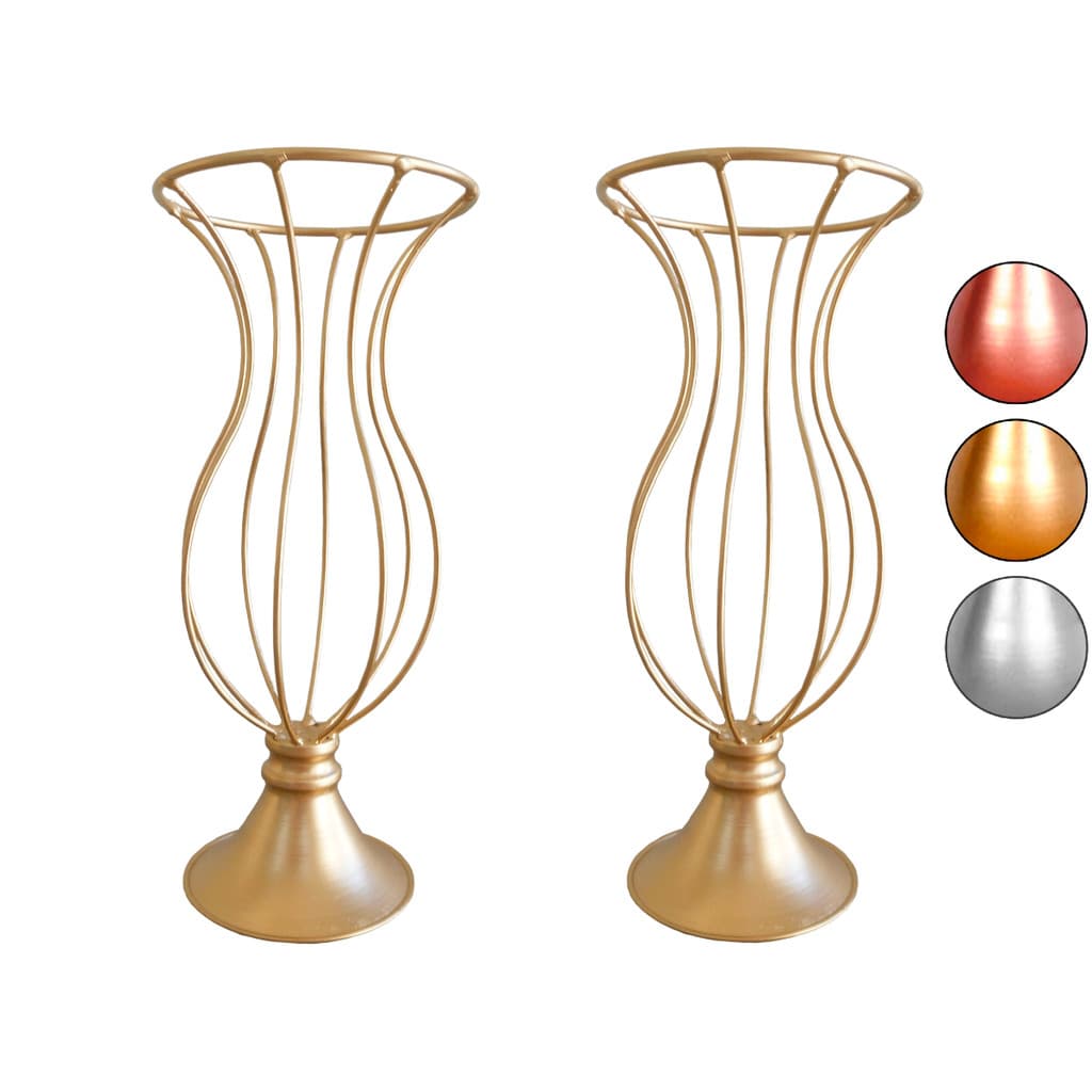 2 Vaso Dourado Armação Jarros Aramado Para Pedrarias Decoração Luxo Festa Casamento