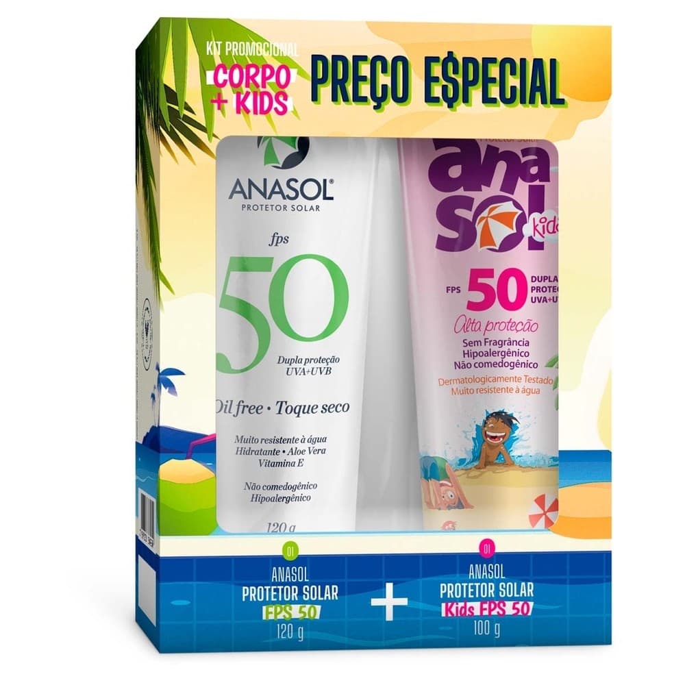 Kit Anasol FPS 50 Corpo 120g + FPS 50 Kids 100g