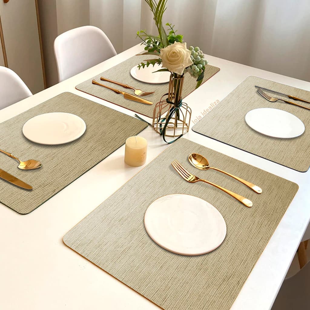 6 Jogo Americano Juta Areia - Impermeável Limpa Facil Pvc