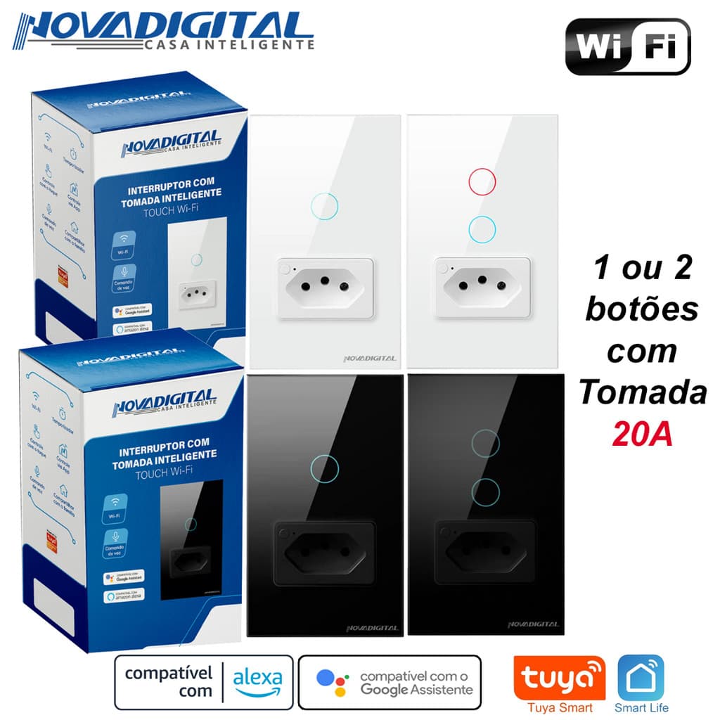 Interruptor Com Tomada de 20a Wifi Nova Digital Tuya Smart Life