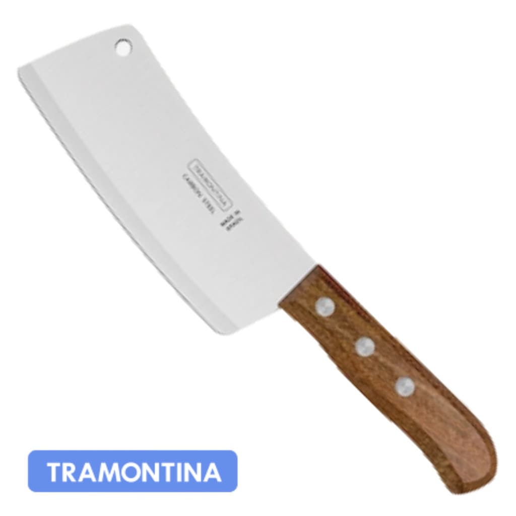 Faca Cutelo Tramontina Com Lâmina em Aço e Cabo de Madeira Quebra Ossos