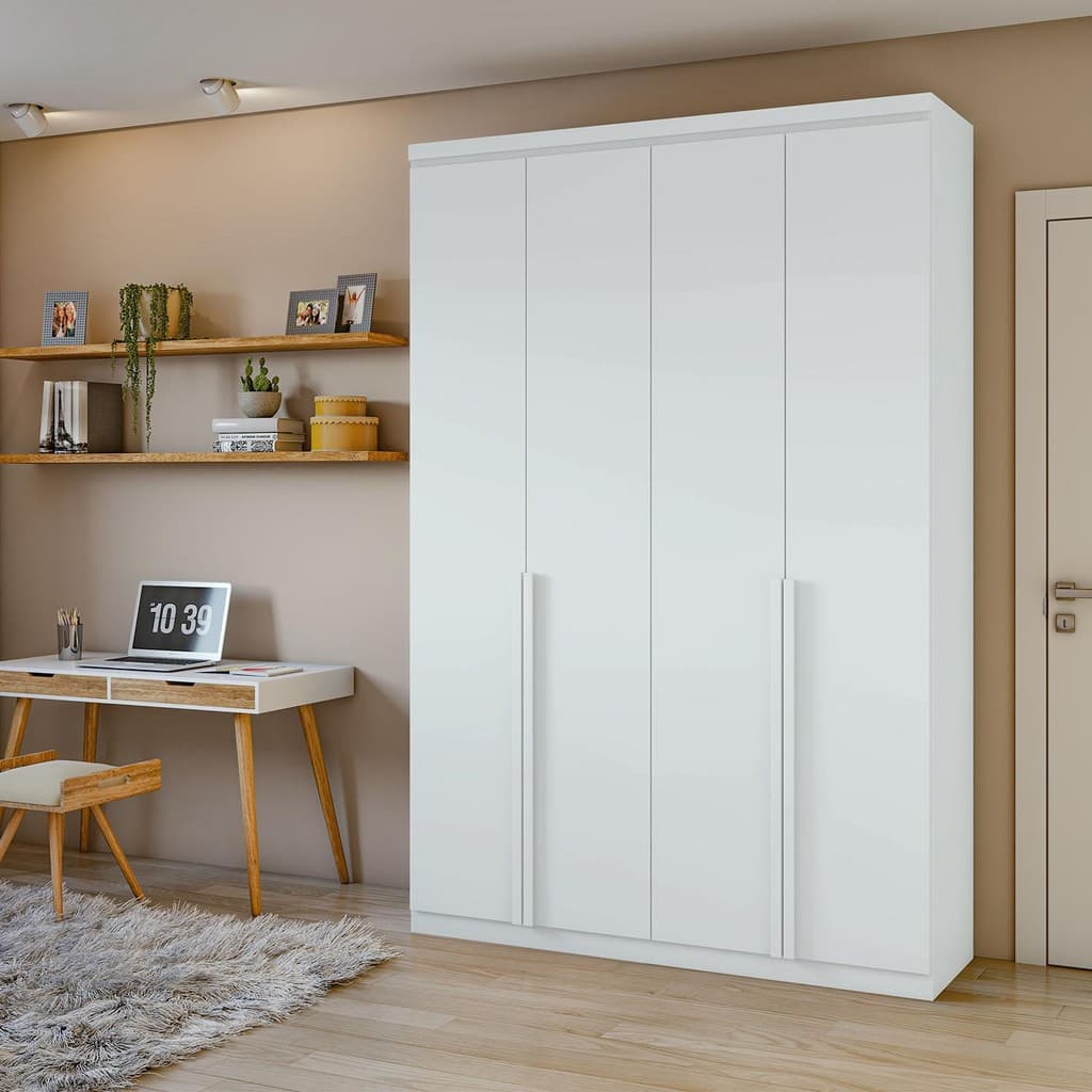 Guarda-Roupa Solteiro 100%MDF Alonzo 4 portas Branco