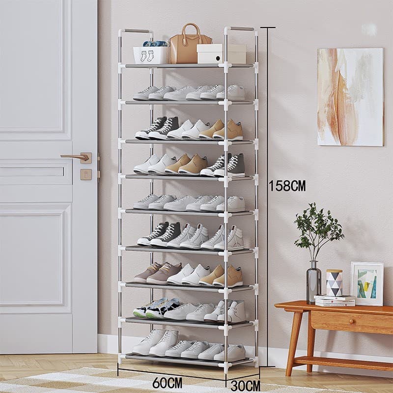Prateleiras Sapateira 9 Andar De Metal E Plastico Organizadora Multiuso Prata Para Sapatos Calçados