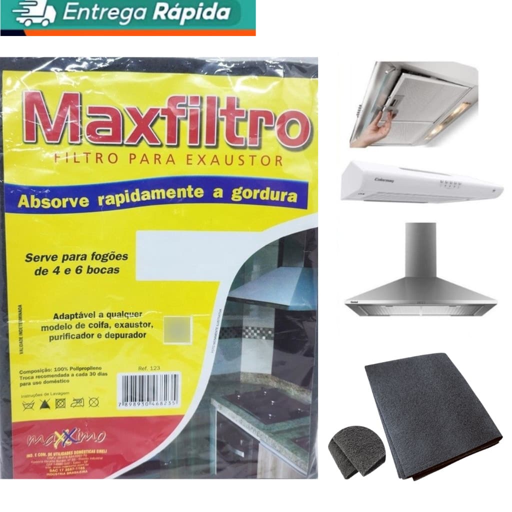 Jogo 4 Filtros Exaustor Depurador Coifa Manta Tamanho Universal Lavável