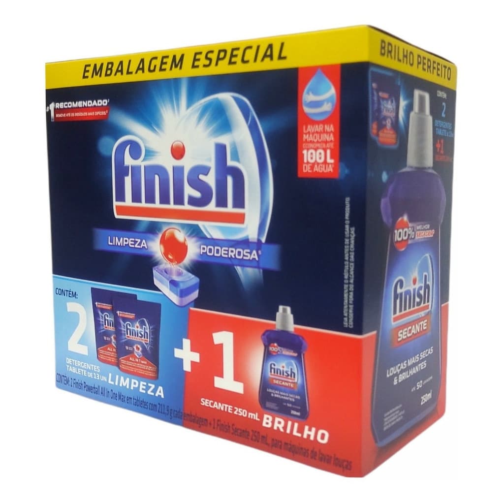 Kit Lava-louças Detergente Finish Powerball All In One Max
