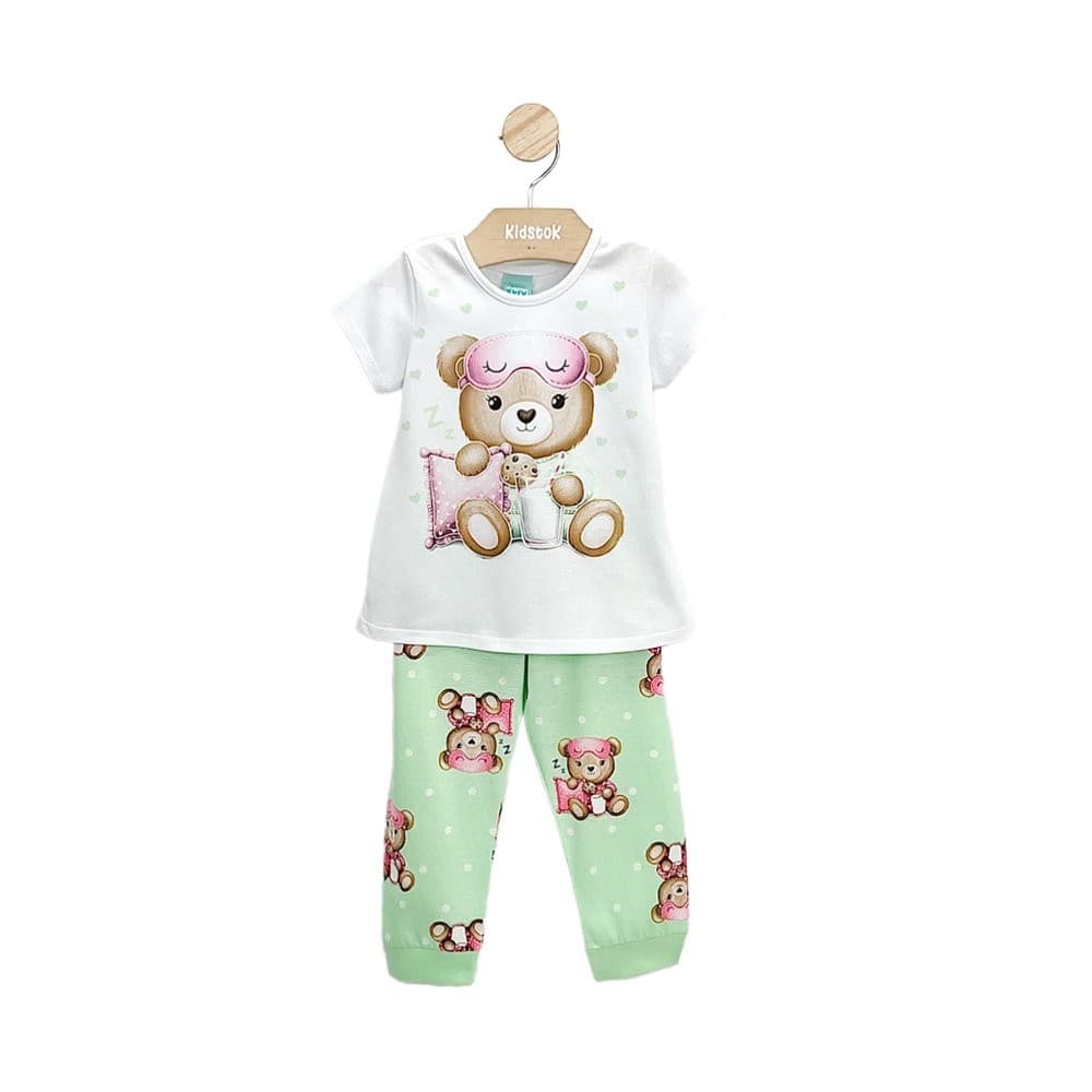 Pijama Menina Blusa e Calça Ursinho Brilha no Escuro - Kyly