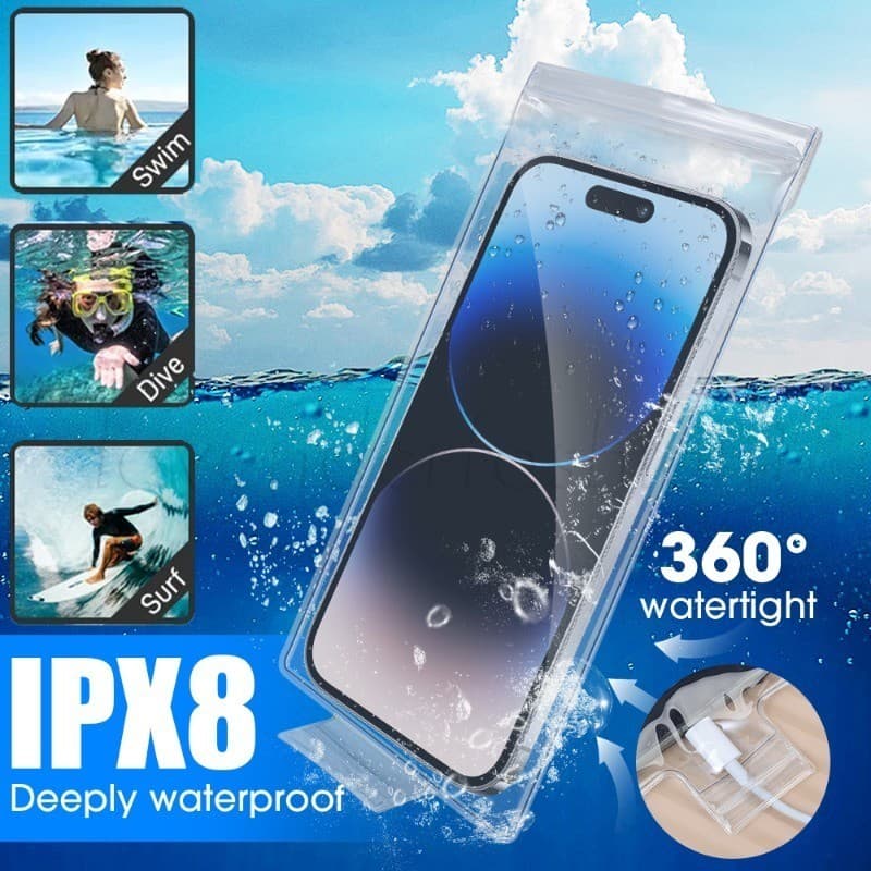 Bolsa Transparente Para Telefone Celular À Prova D'água-Mergulho-Com Tela Sensível Ao Toque-Capa Protetora Universal Subaquática Exterior Lite
