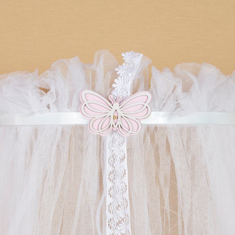 Dossel de Parede Borboleta Liso Com Mosquiteiro para Berço