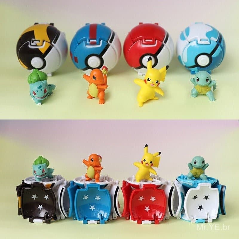 Mr.YE Pokebola De Sally Automática Com Pikachu Pokemon Anime Figuras De Ação Brinquedos Criativas Para Crianças