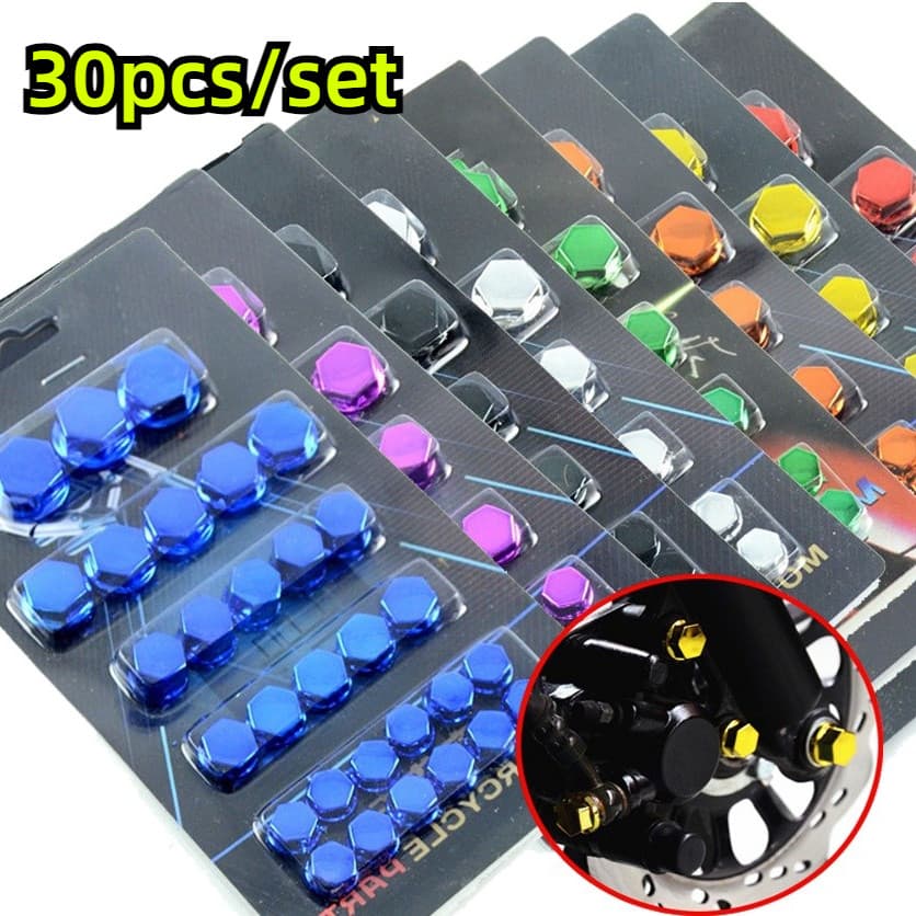 30pçs Capas De Parafusos De Modificação De Motocicletas Para Scooters Motorizadas Acessórios De Capa Colorida Carros Elétricos 1.4/1.2/1/0.8CM