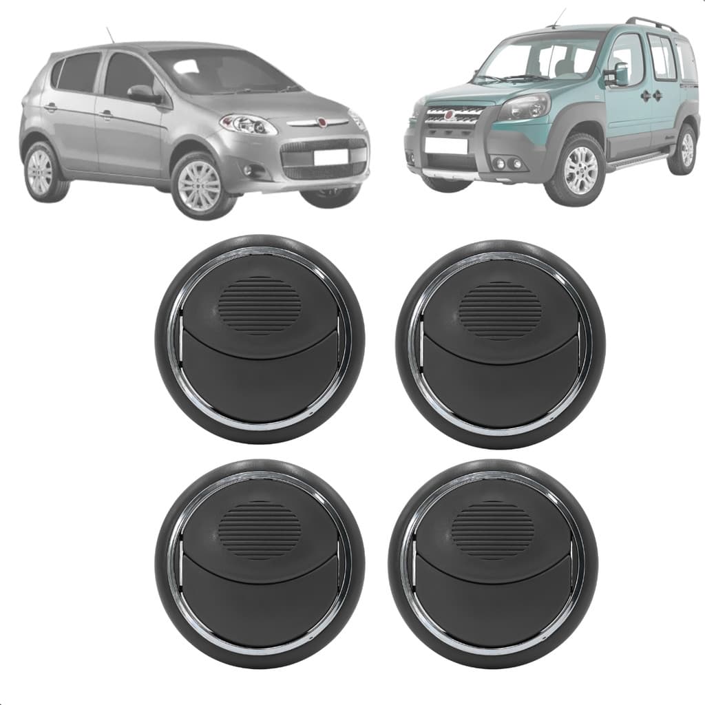 Jogo 4 Difusores De Ar Aro Cromado Doblo 2002 Até 2018 Palio 2012 Até 2018
