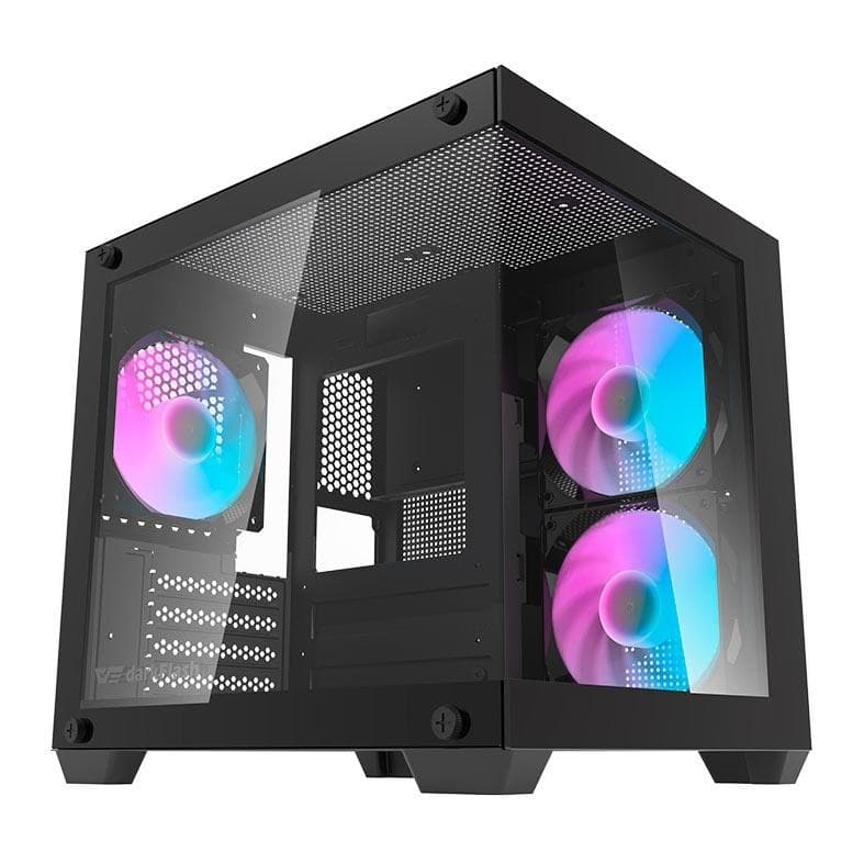 Gabinete Gamer Aquário Aigo Darkflash Korgan K275M Rainbow Mid-Tower, 3 Fans, Preto, KORGAN-K275M-BK