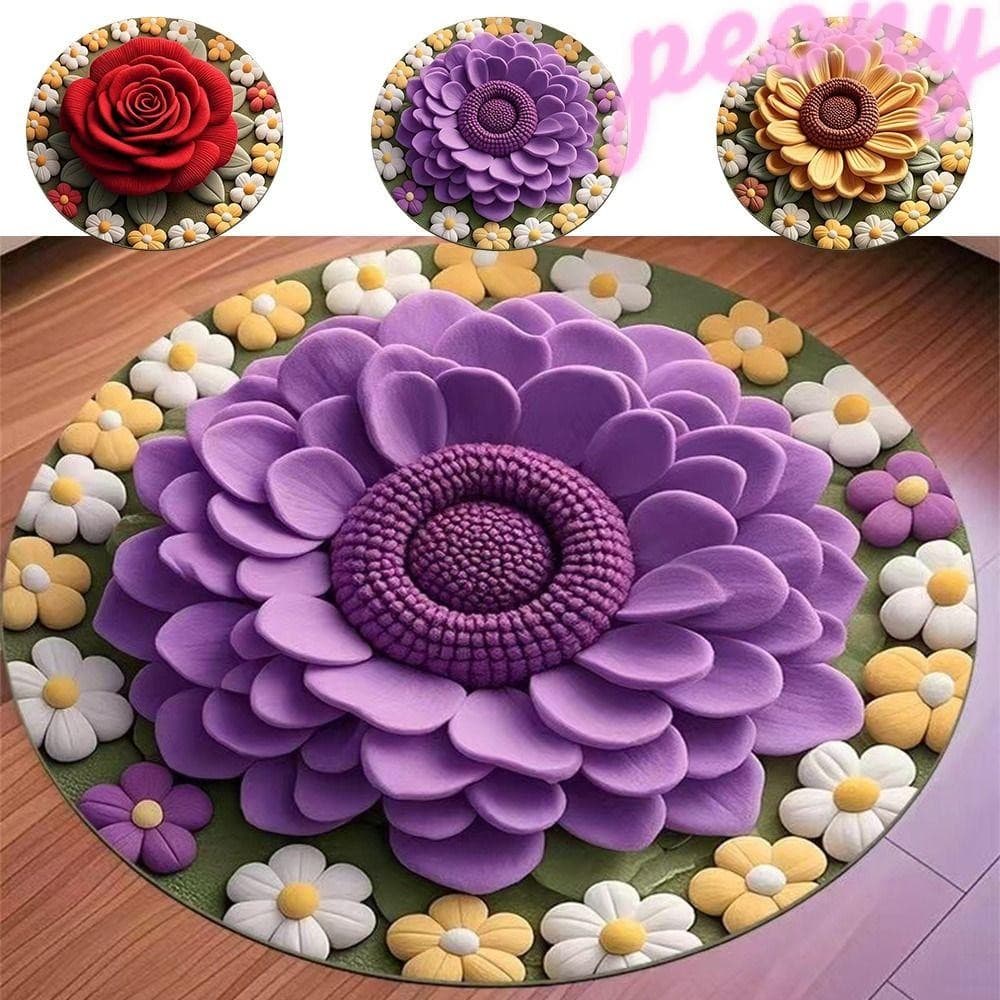 Tapete De Chão Peônia , Absorvente De Flores Macias , Junta De Porta Antiderrapante 40x40cm/60x60cm/100x100cm