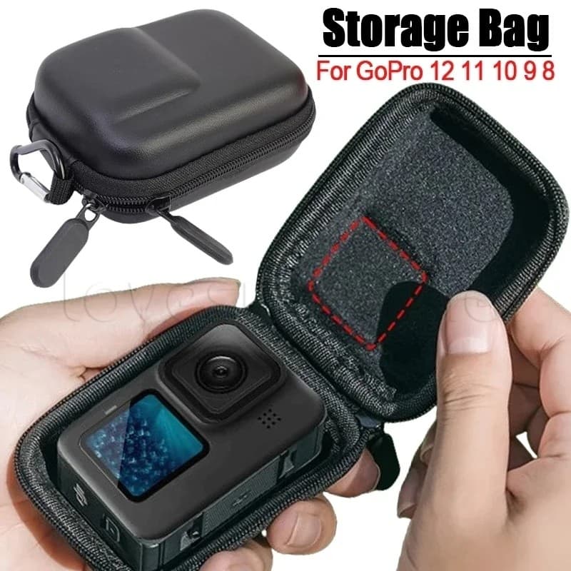Mini Bolsa De Armazenamento Capa Protetora-Portátil , À Prova De Choque ,-Dura Para Câmera Com Protetores De Mosquetão-GoPro Hero 12 11 10 9 8 7 Esportiva