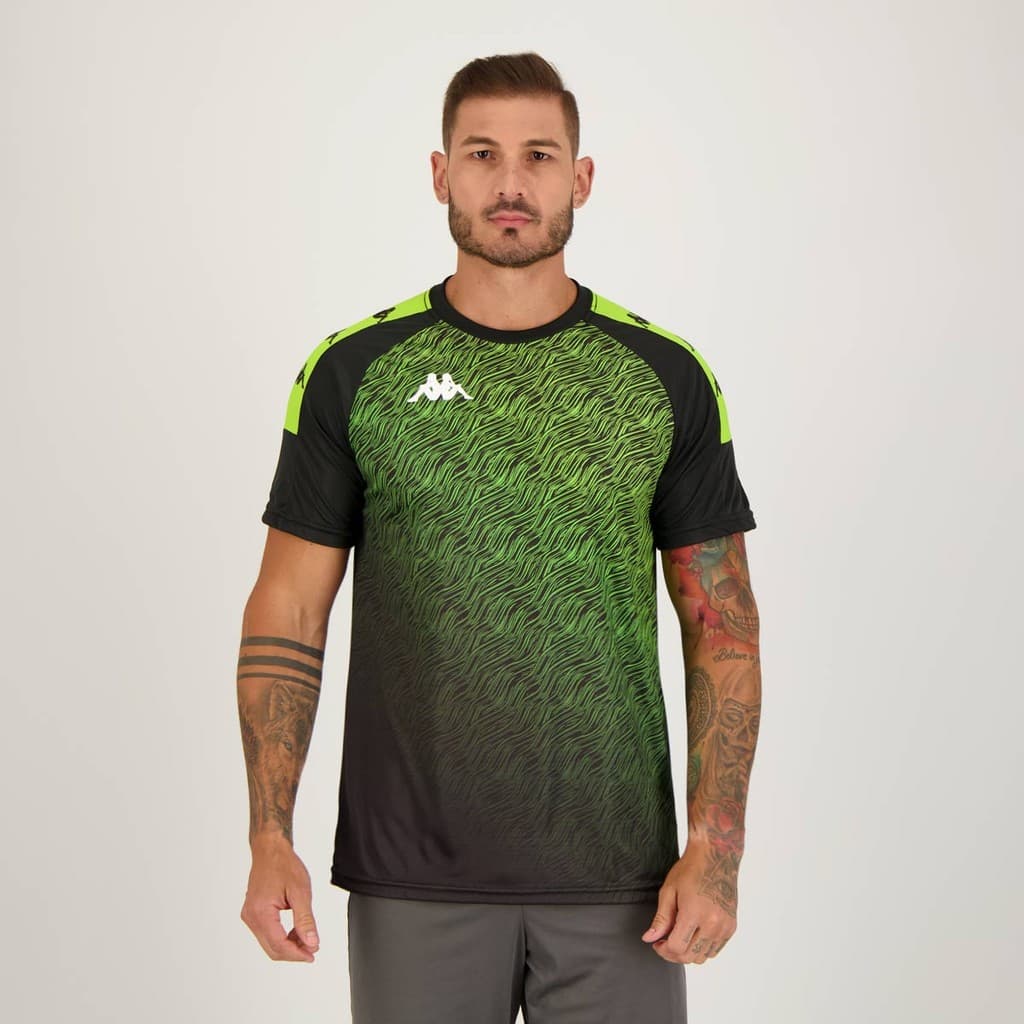 Camisa Kappa Sport Fischel Preta e Verde