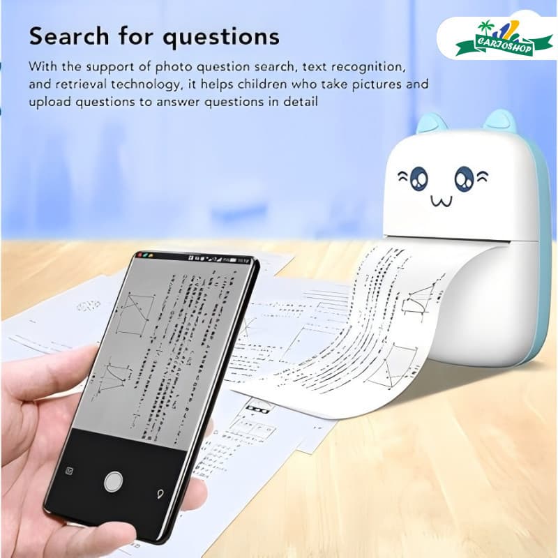 Compatível com impressora térmica portátil compacta com Design de animação +5 Rolo Papel