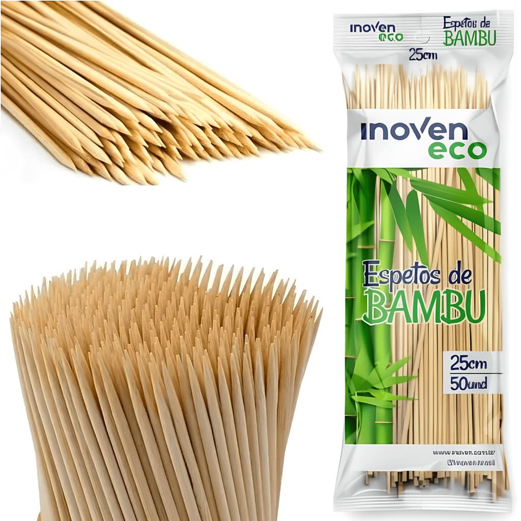 Espetos Palitos Bambu Churrasco 25cm Espetinho 1000 Unidades