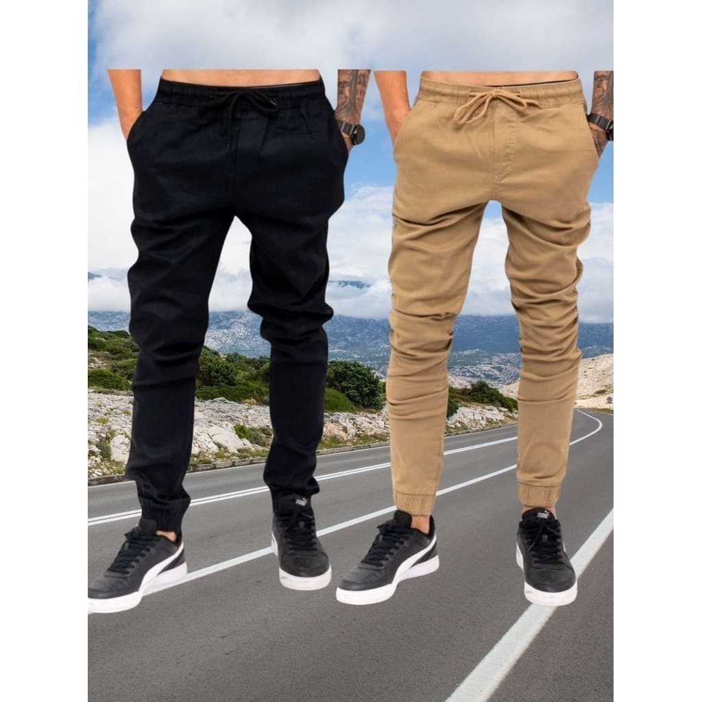 Kit 2 Calça Jogger Masculina Adulto Slim Moda Direto da Fábrica Joger Academia Com Punho novidade
