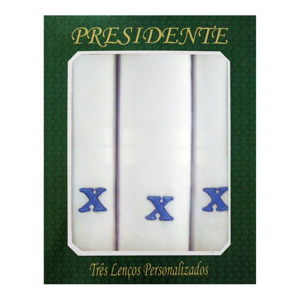 Caixa Lenço Masculino Iniciais Bordadas - Letra X
