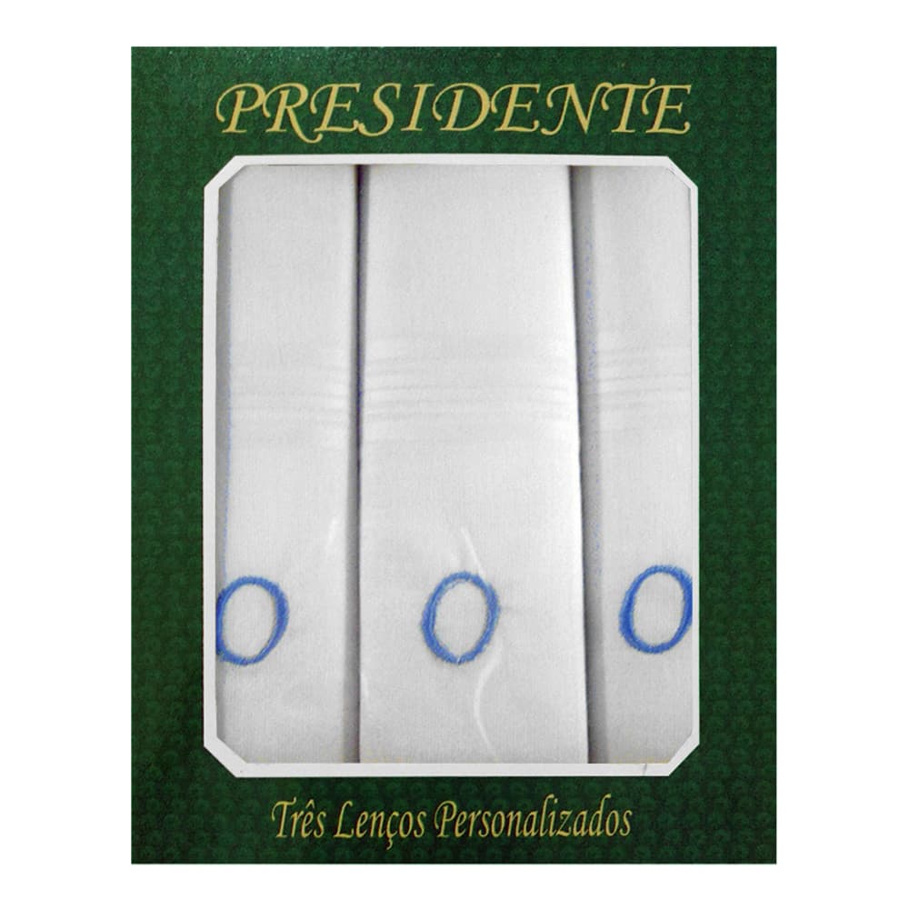 Caixa Lenço Masculino Iniciais Bordadas - Letra O