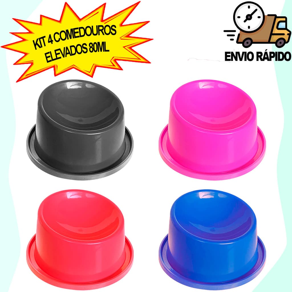Kit 4 Comedouro Elevado Gato Ergonômico Pequeno 80ml Comedouro Gato Pet Shop