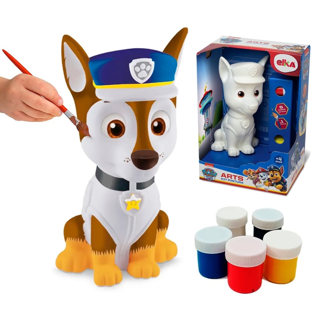 Boneco Chase Patrulha Canina Para Colorir Com Tintas Guache Pintura Paw Patrol
