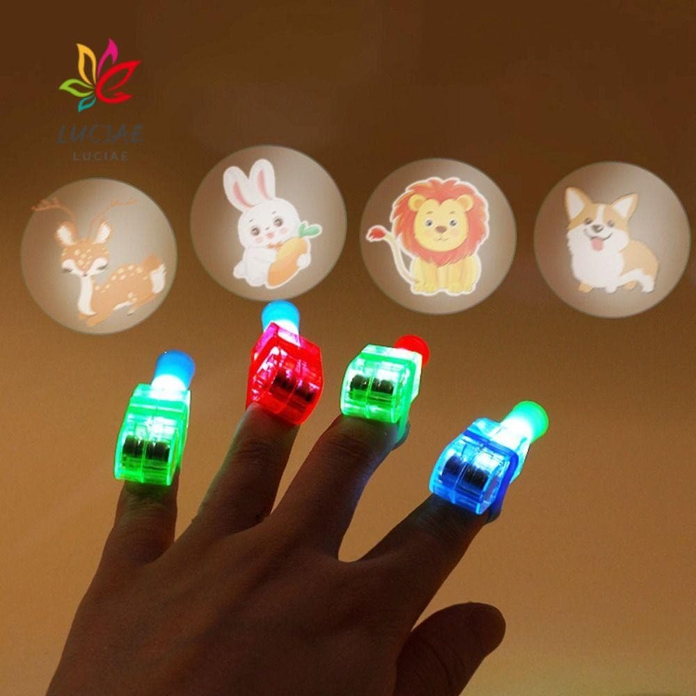 LUCIAE 10pcs Brinquedos De Dedo , Projetor Universal De Alto Brilho , Padrões De Desenhos Animados Luz LED