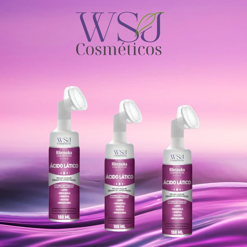 Kit 03 -- 03Und - (03) Mousse Micelar Limpeza Facial Ácido Lático 150ml Rhenuks