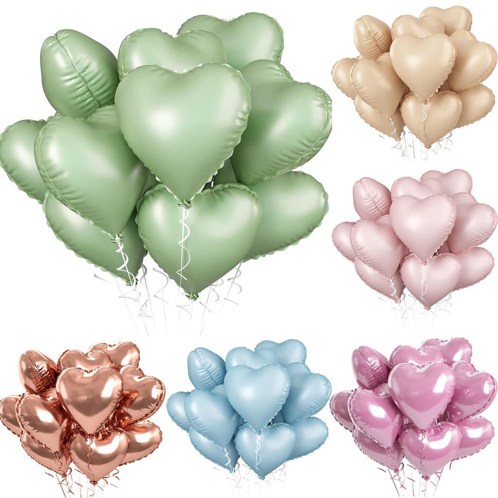5/10pcs Balões De 18 Polegadas De Folha De Coração Pink Sage Green Heart Balloon
