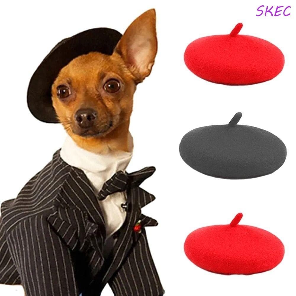 Chapéu Para Cachorro SKEC , Lindo De Lã Animais De Estimação De Cor Sólida , Confortável , Não Desbota , Ajustável , Boi