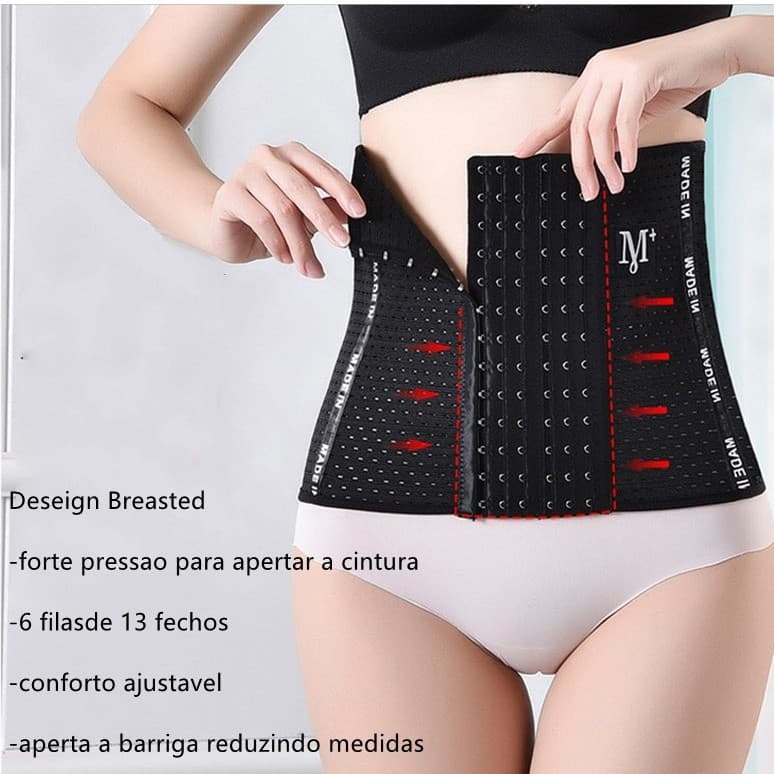Cinta Modeladora com 6 Ajustes Queima De Gordura CRT M6 Redutora de Medidas Afina Cintura Fitness