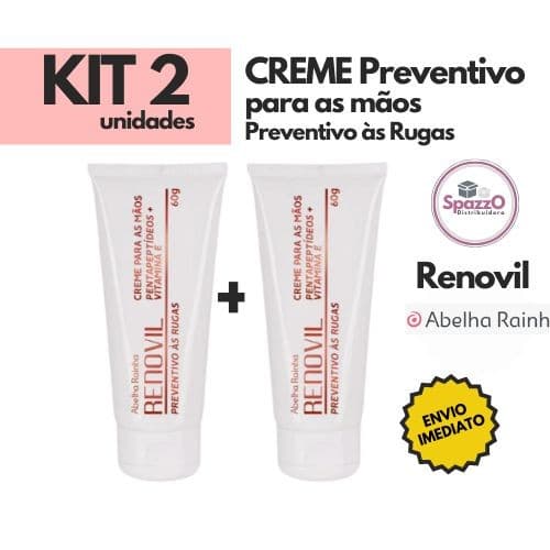 Kit Creme Preventivo Às Rugas Para As Mãos Renovil Abelha Rainha 60g