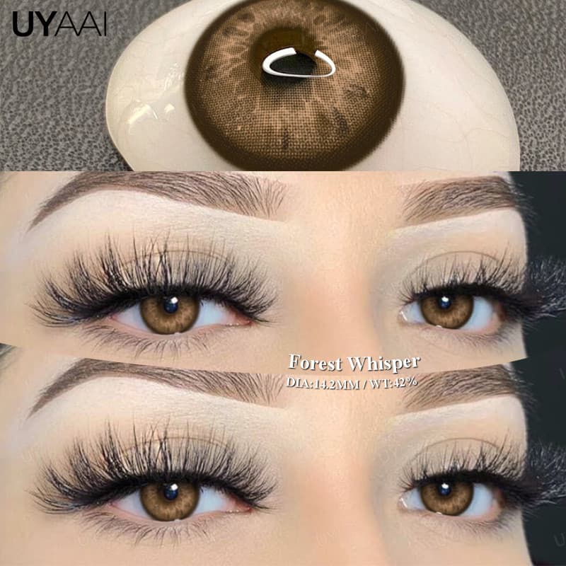 Comprar 1 Get 1 Gift For Free UYAAI Natural Brown Color Lentes Elven Charm Series Anual Use Wildlook Green Contacto
