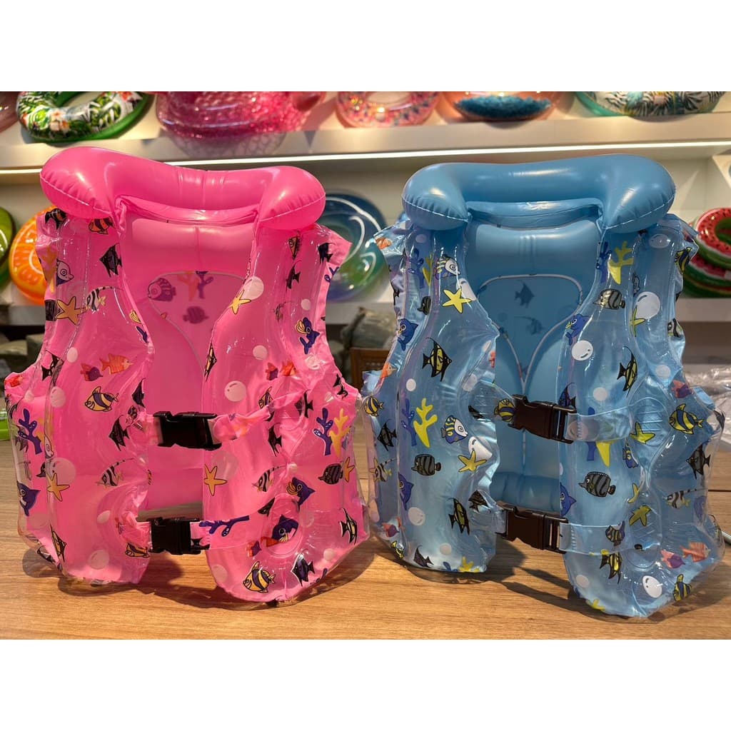 Colete De Natação infantil Liso e Com Estampa, Terno Inflável Praia/Piscina Diversão