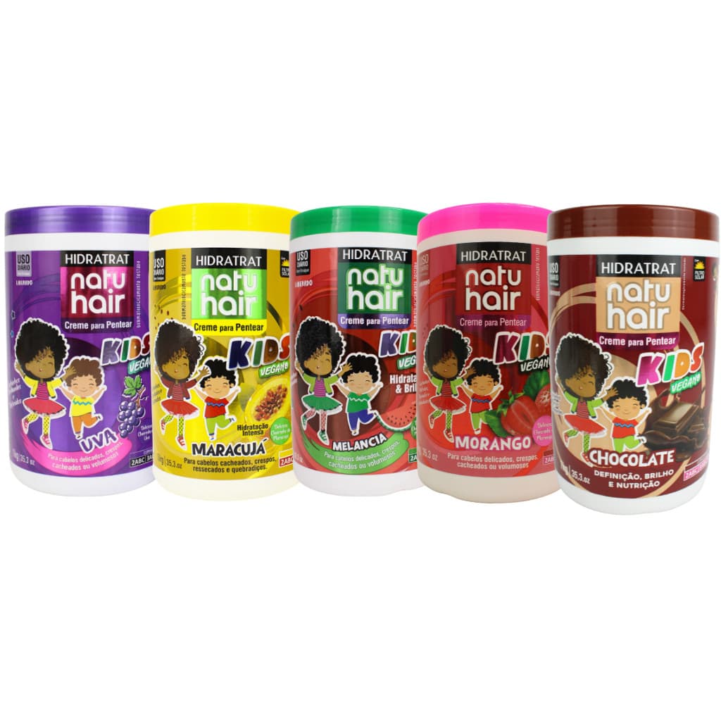 Kit Creme para pentear Uva + Maracujá + Melancia + Morango + Chocolate Natuhair 1KG