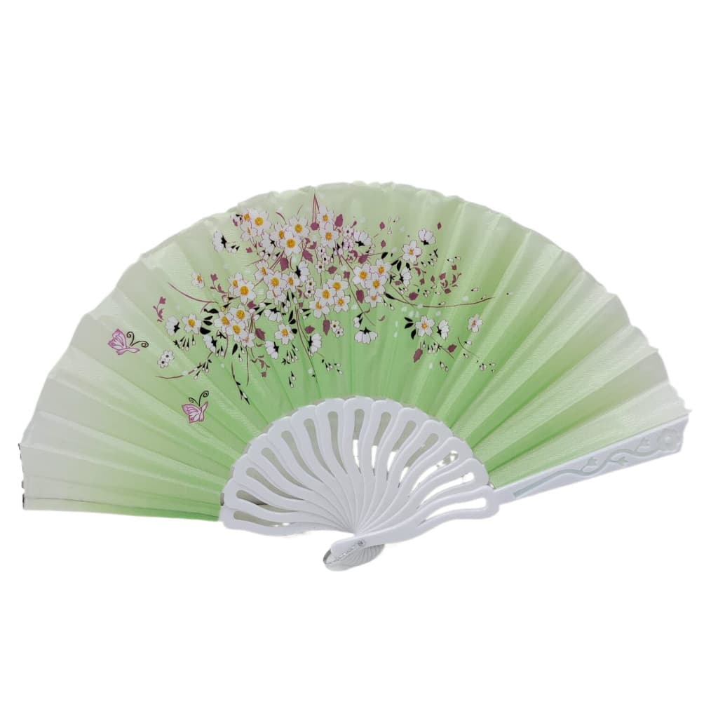 Leques de Plastico Estampas de Arvores com Flores Coloridos