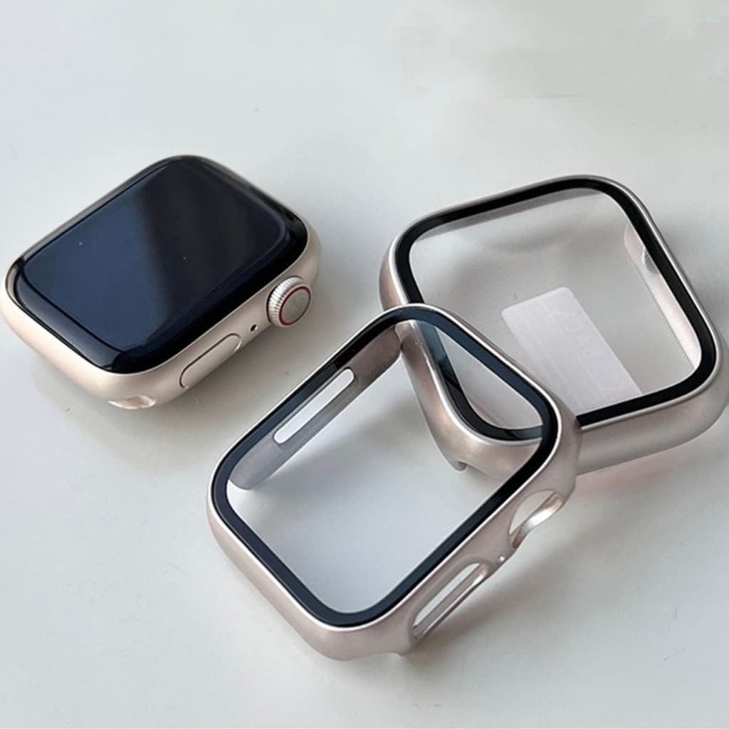 Capa case acrílico com vidro compativel apple watch utral 38 40 41 42 44  45 MM