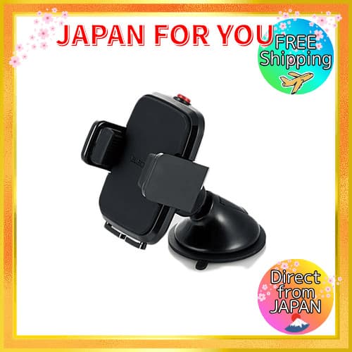 Suporte para celular de carro Elecom, fixação firme com fita adesiva.