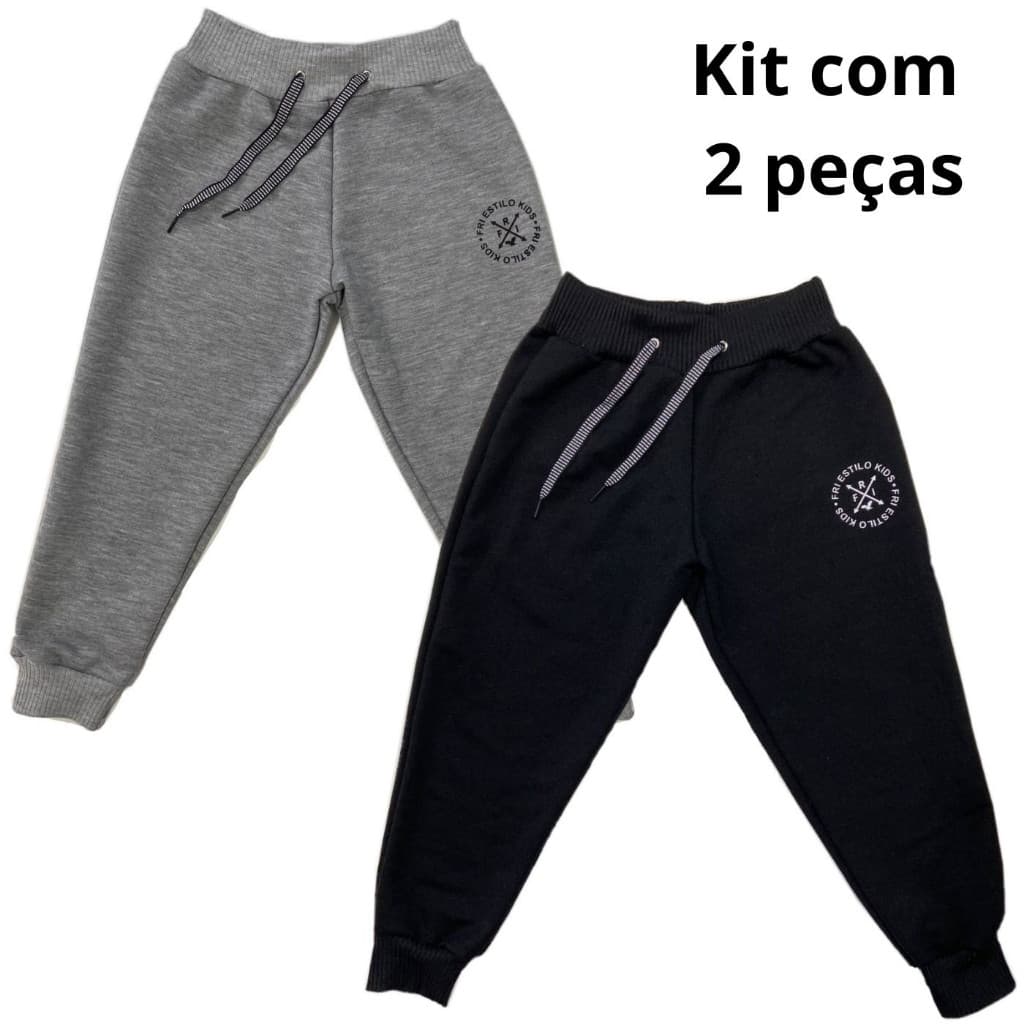 Kit 2 Calças Infantil Moletom Moletinho Menino Menina Inverno Unissex
