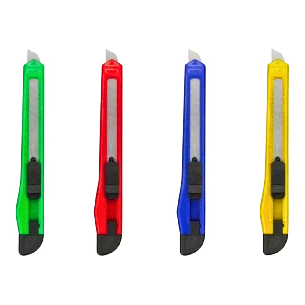 3-10 Estilete Estreito Lâmina 12x1cm Cores Sortidas Para Artesanato e Uso Geral - Pequeno