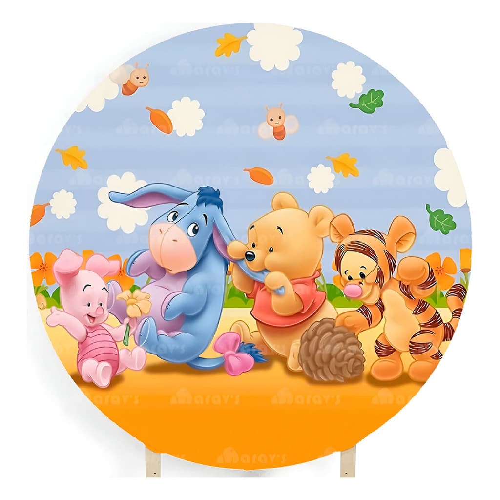 Painel Redondo Mini Ursinho Pooh Tigrão Capa Mini Painel 50x50cm Com Elástico