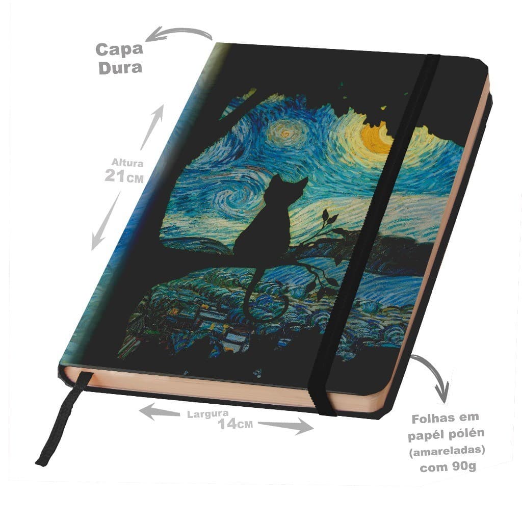 Caderno Sketchbook A5 capa dura caderno de desenho GATOS DA ARTE