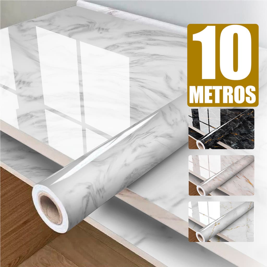 Papel de Parede Mármore Premium Autoadesivo | Impermeável e Antibacteriano - Envio Full