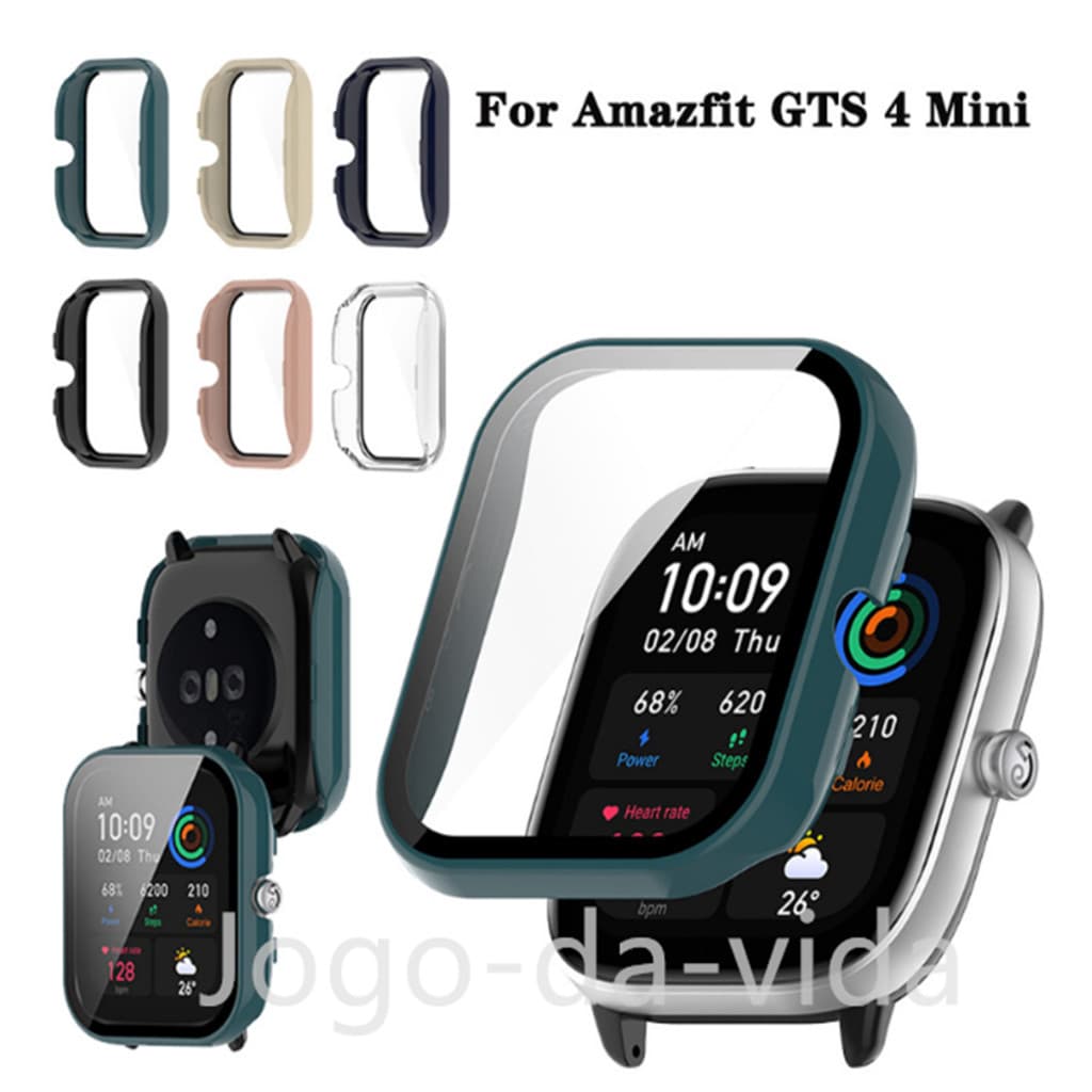 Case Capa Case Bumper Proteção Vidro Temperado para Amazfit GTS4 Mini DK store DK store