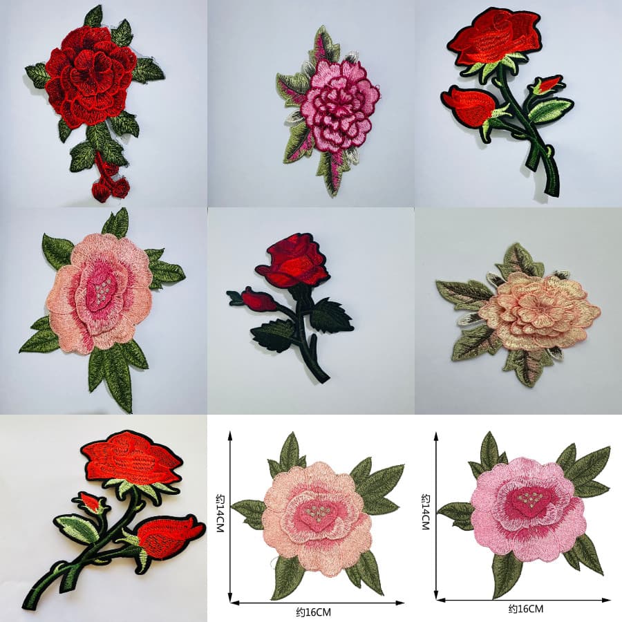 kit 3 6 9 12 15 Bordados de Flores de Rosa e Ameixa Série de acessórios para roupas sapatos e bolsas com emblemas patches apliques